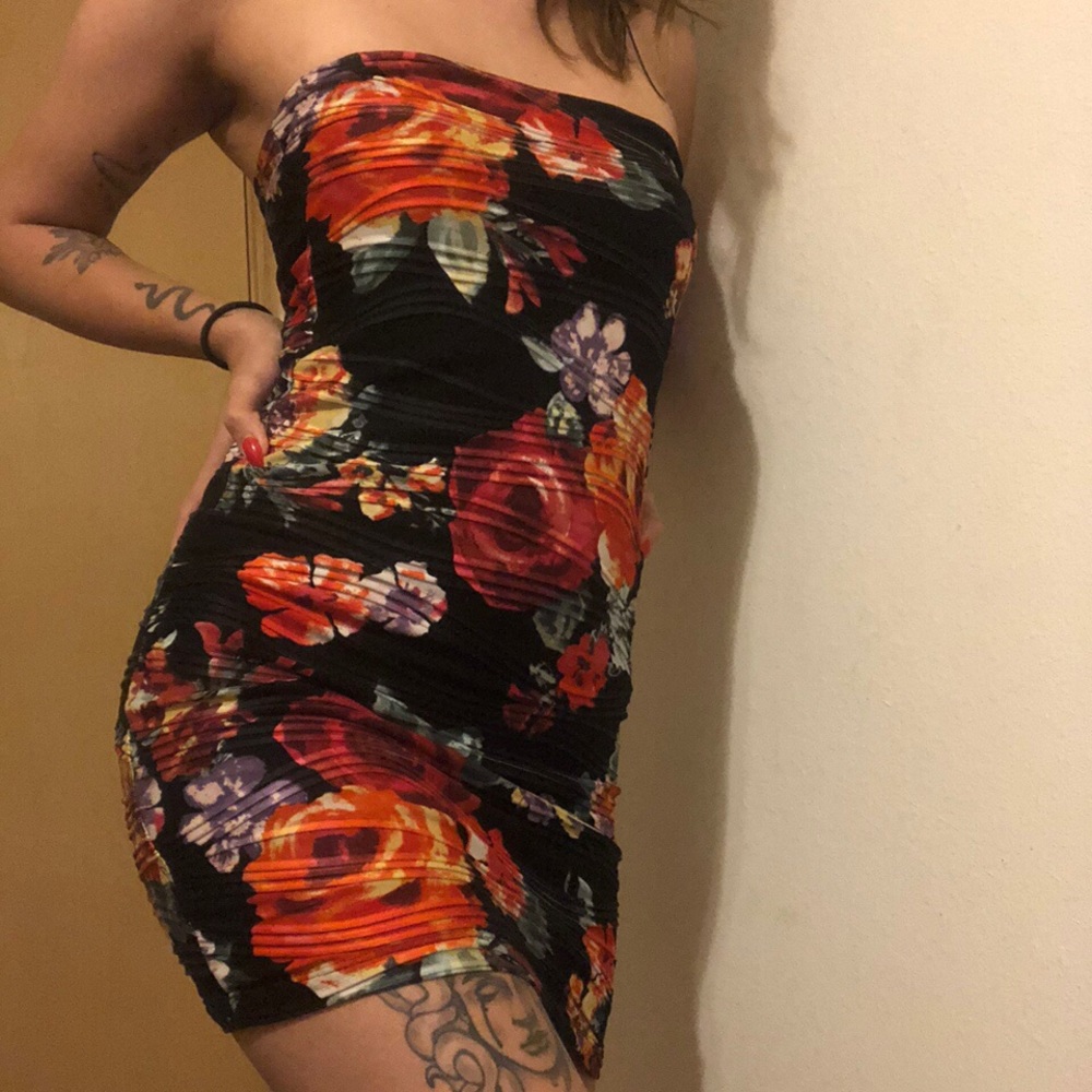 Floral tube dress, xs.